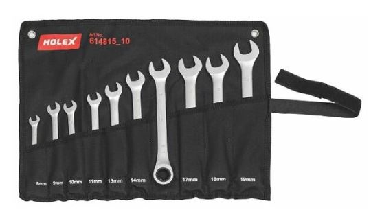 Juego de llave de boca/llave estrella de carraca en bolsa, Cantidad de llaves: 10